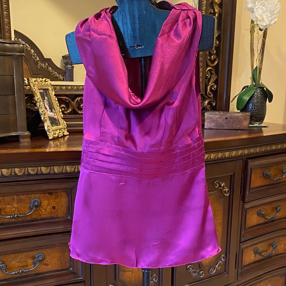Banana Republic Satin Cowl Neck Top in Vibrant Pink